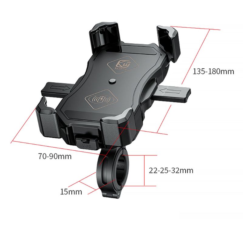 M11-A Motorcycle Wireless & QC3.0 USB Phone Mount Charger Qi 15W Handlebar Rear-View Mirror Cellphone Holder 360 Rotation for 3.5-6.5 Inch Smartphones M11-A Motorcycle Wireless & QC3.0 USB Phone Mount Charger Qi 15W Handlebar Rear-View Mirror Cellphone Holder 360 Rotation for 3.5-6.5 Inch Smartphones